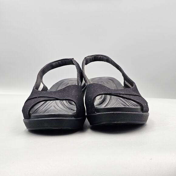 Crocs Womens Size 9 US VGC Leigh Ann Black Sling Back Wedge Dual Comfort Sandals - Picture 2 of 8